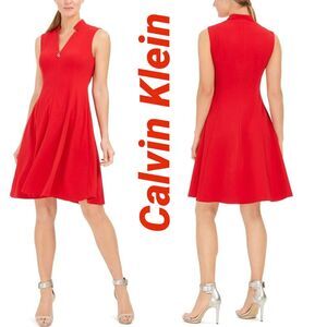 NWT Calvin Klein Petite Star-Neck A-Line Dress Size 4-Small